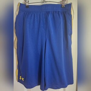 Under Armour Boy's Heatgear Shorts Blue/Yellow Size Youth Large NWOT